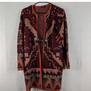 Cupio maroon aztec tribal pattern cardigan